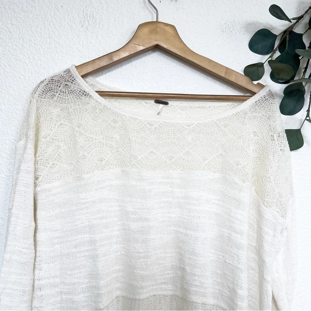 Free People- Beige Kristobel Babydoll Sweater Top- XS